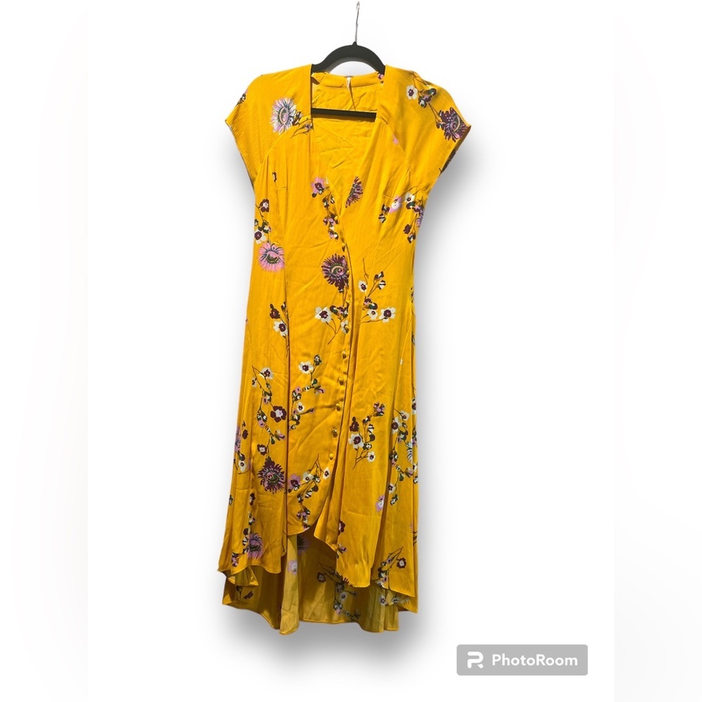 Free People "Lost In You" Yellow Floral Print Midi Dress - Picture 5 of 11